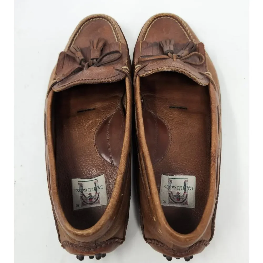 Cable & Co. Vintage Brown Leather Woven Tassels Brazil Slip On Loafers 11 D